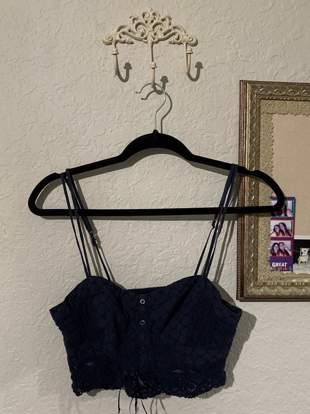 American Eagle Navy Lace Crop Cami Top